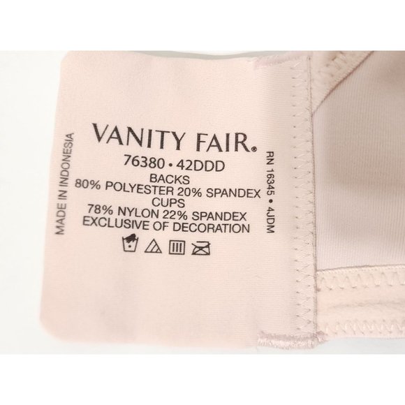 Vanity Fair Womens Beige Sport Wirefree Underwire Bra Sz 42DDD Style 76380 - Picture 7 of 7
